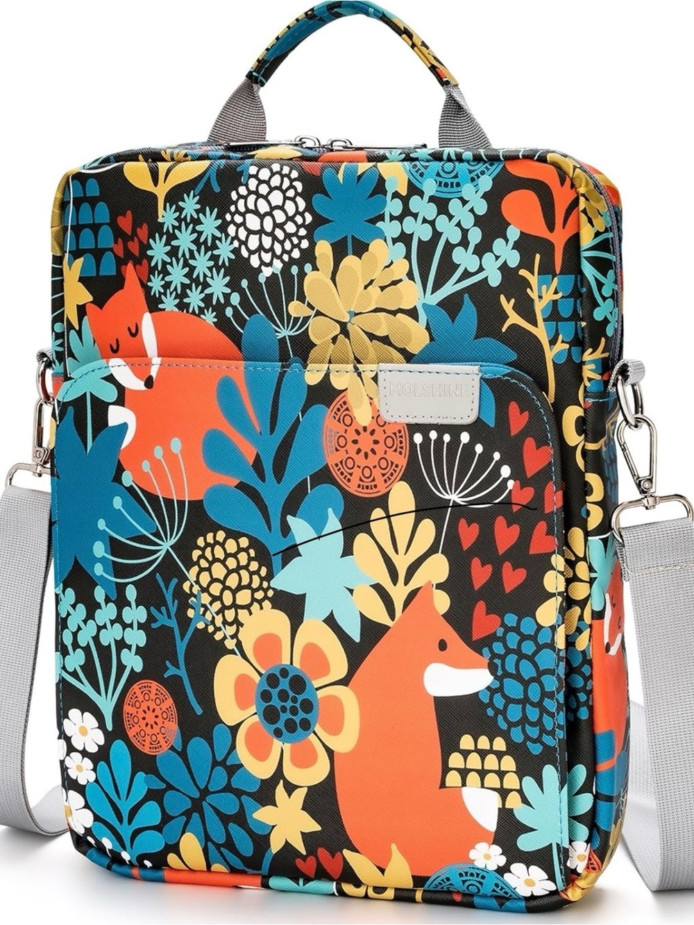 Colorful Fox Floral Crossbody Bag - Multicolor
